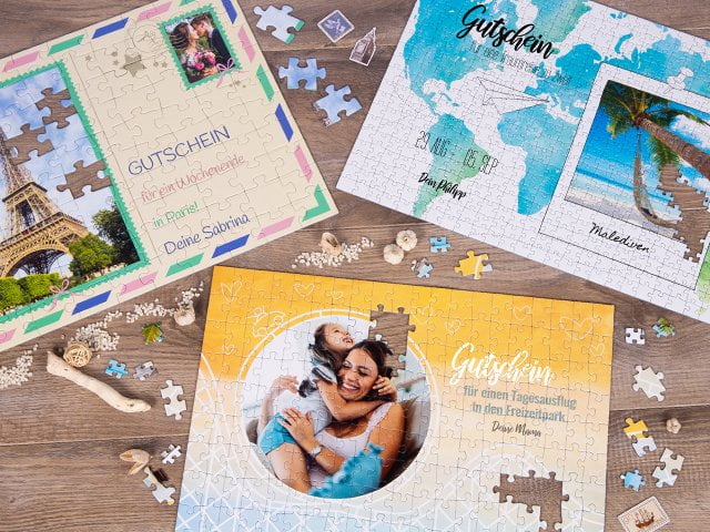 Reisegutschein als Puzzle