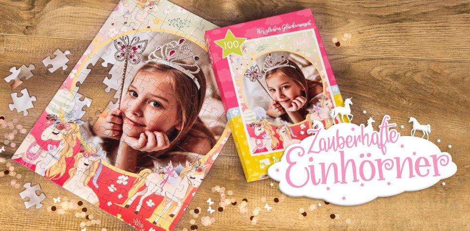 Einhorn-Kinderpuzzle mit eigenen Fotos