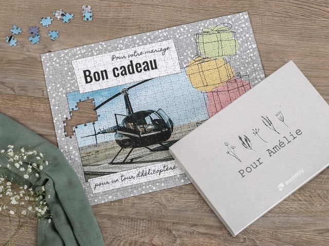 Bon cadeau sous forme de puzzle pour le mariage
