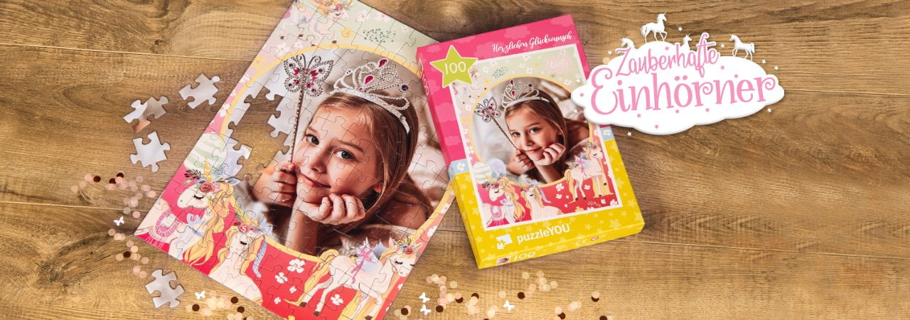 Einhorn-Kinderpuzzle mit eigenen Fotos