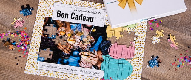 Bon cadeau sur puzzle pour un anniversaire